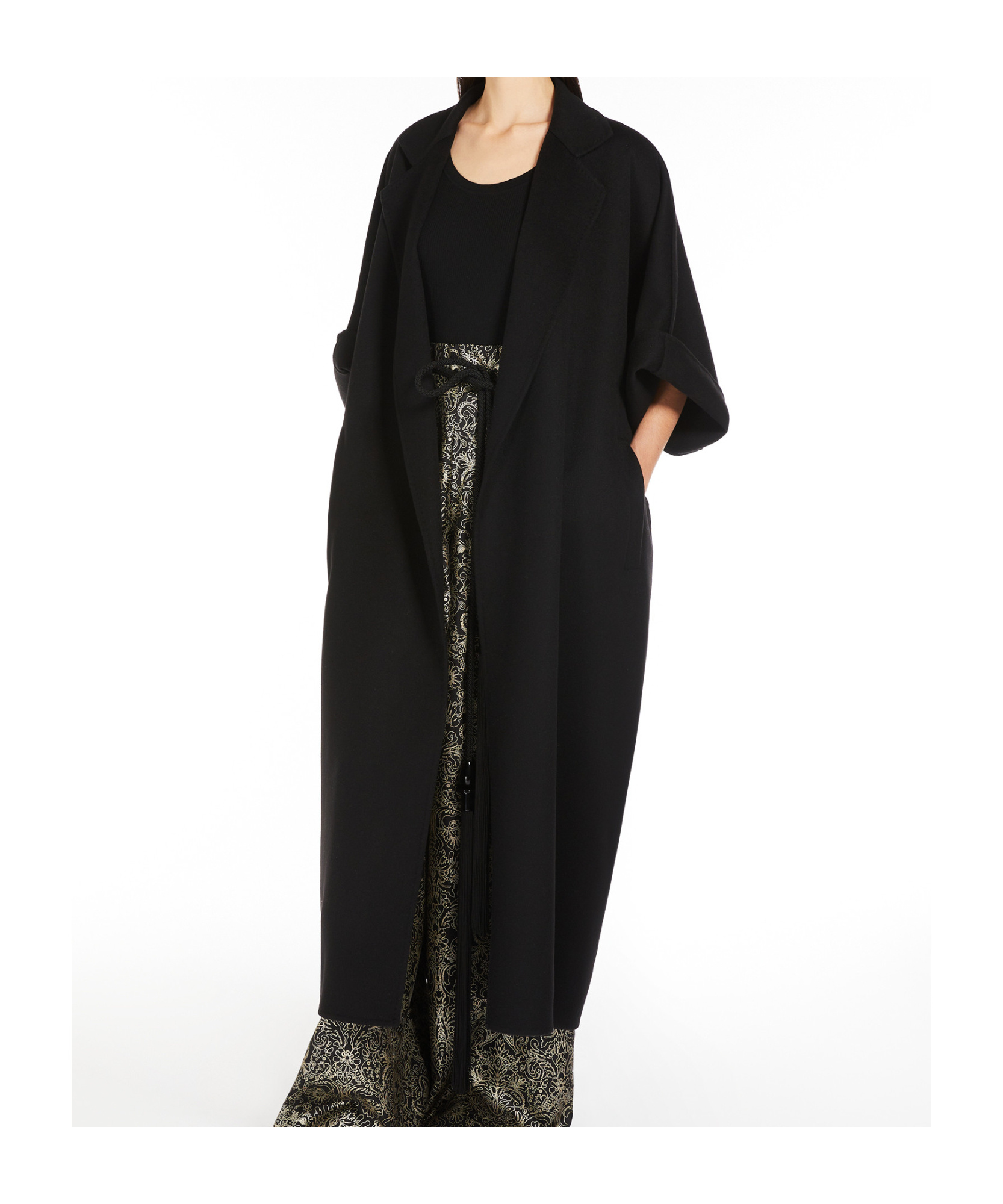 Max Mara Lapel Cape In Black