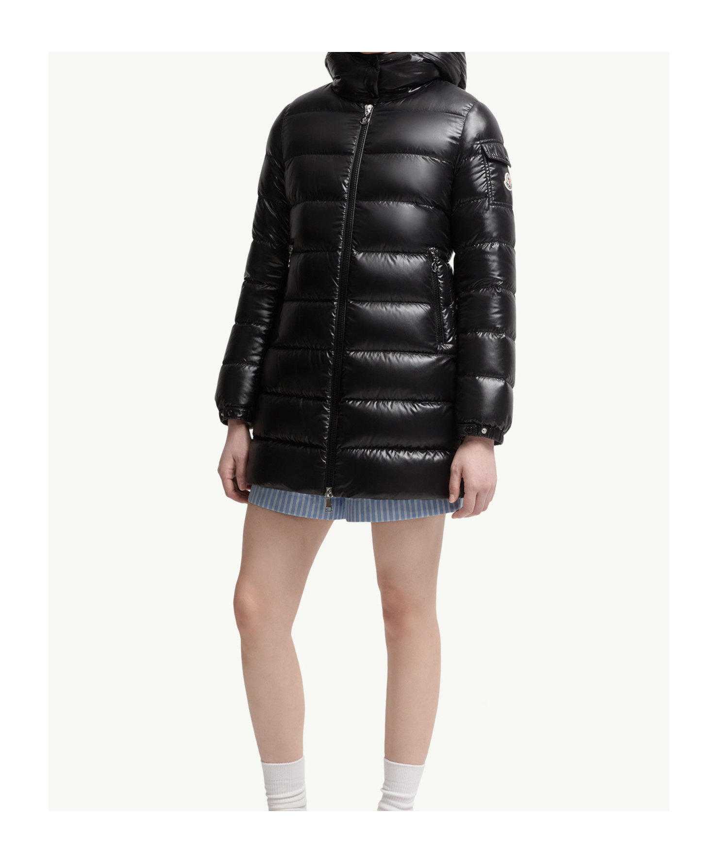 Moncler Womens Black Courcelles Hooded Shell-down Jacket