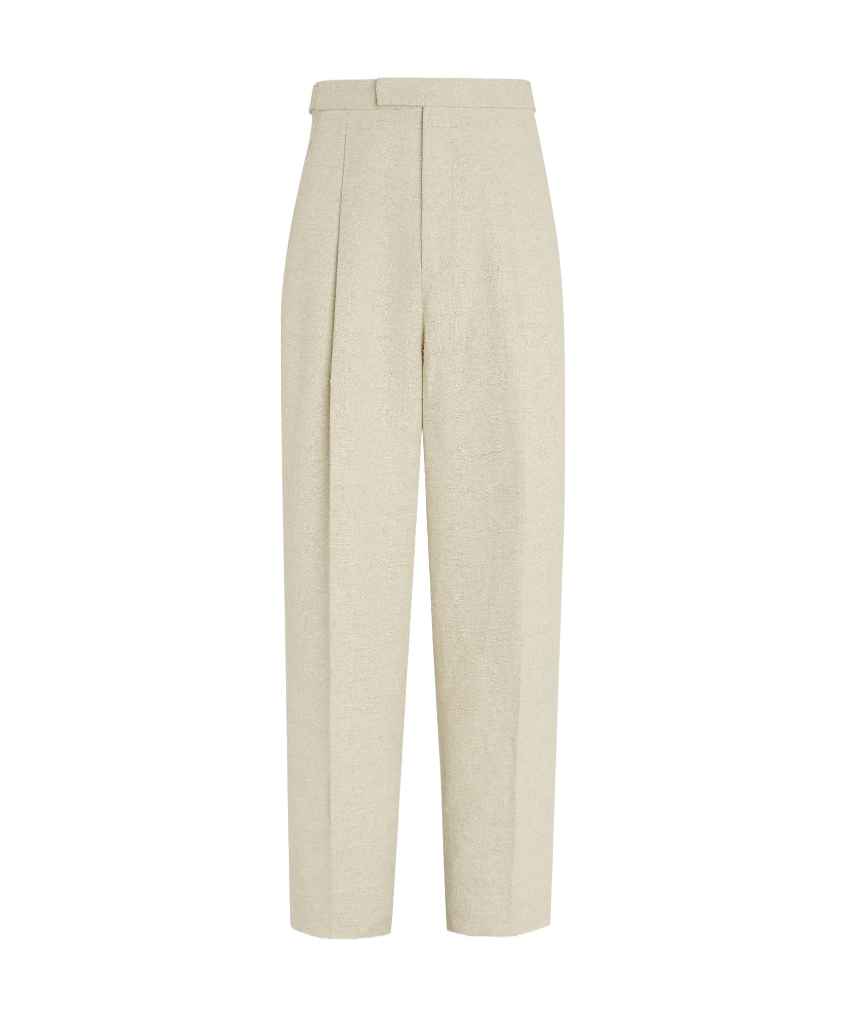 Zegna Light Beige Linen And Silk Blend Pants