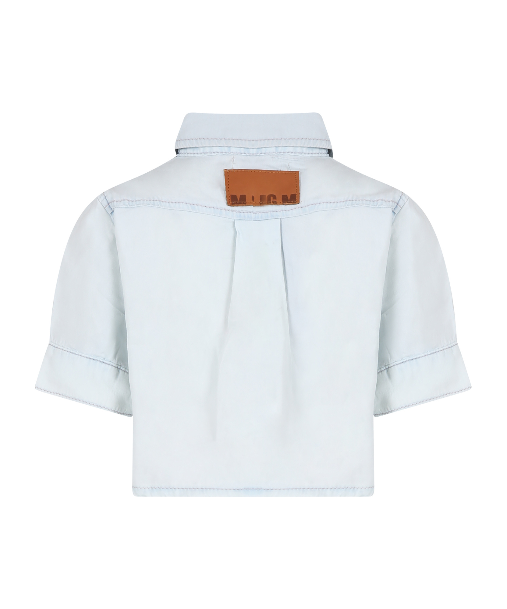 Msgm Logo-embroidered Cropped Shirt In White