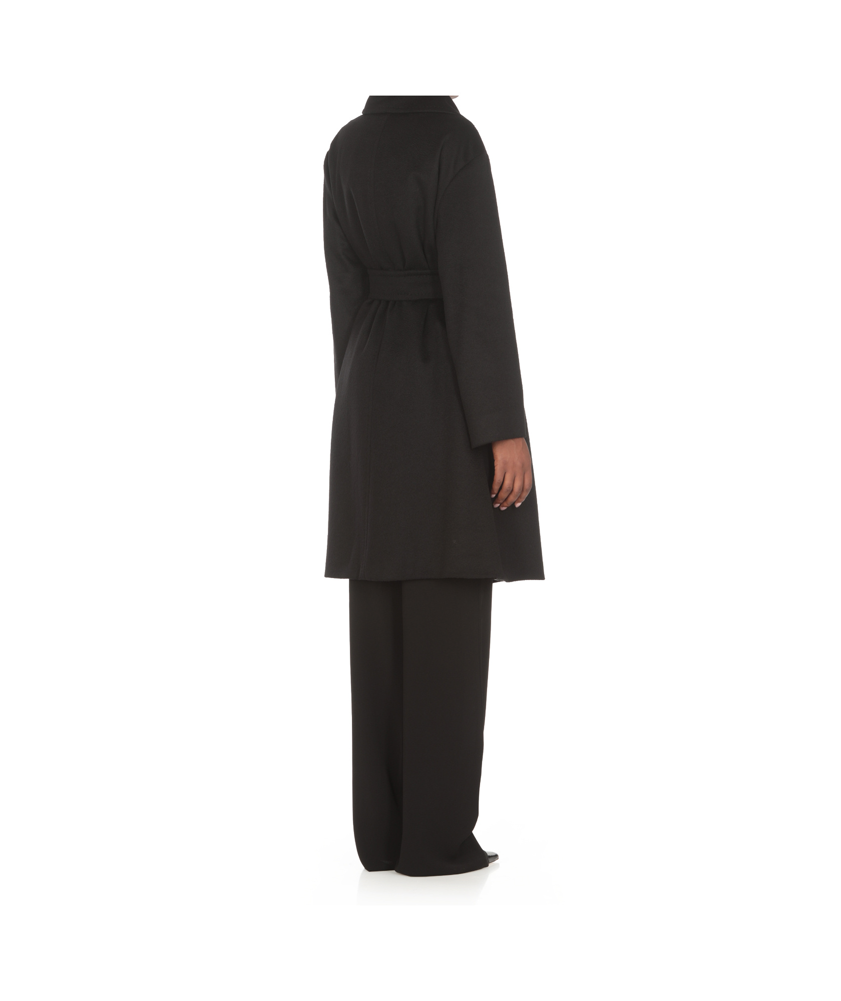 Shop Max Mara Belted Long-sleeved Coat In Black