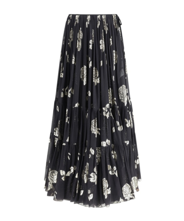 Shop Chloé Floral-jacquard Maxi Skirt In Black