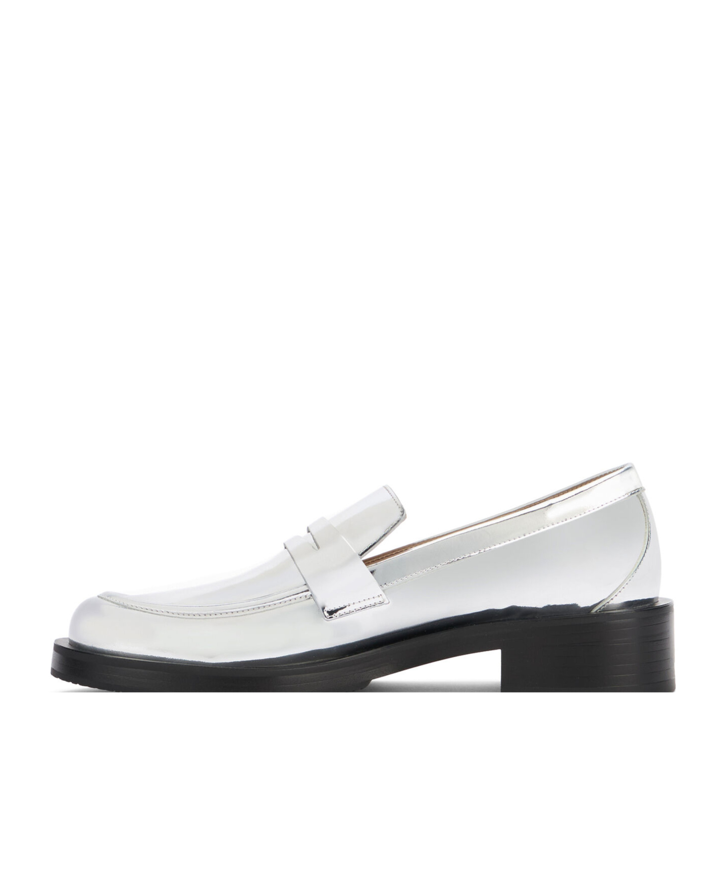 Stuart Weitzman Thick Heeled Round Head Loafers In White