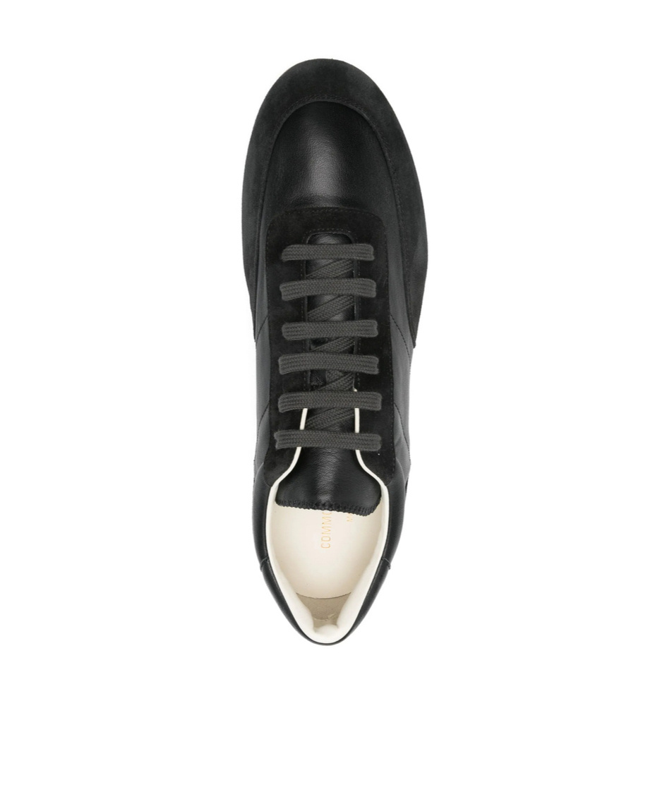 Common Projects Minimal Runner Suede-trimmed Leather Sneakers In Black