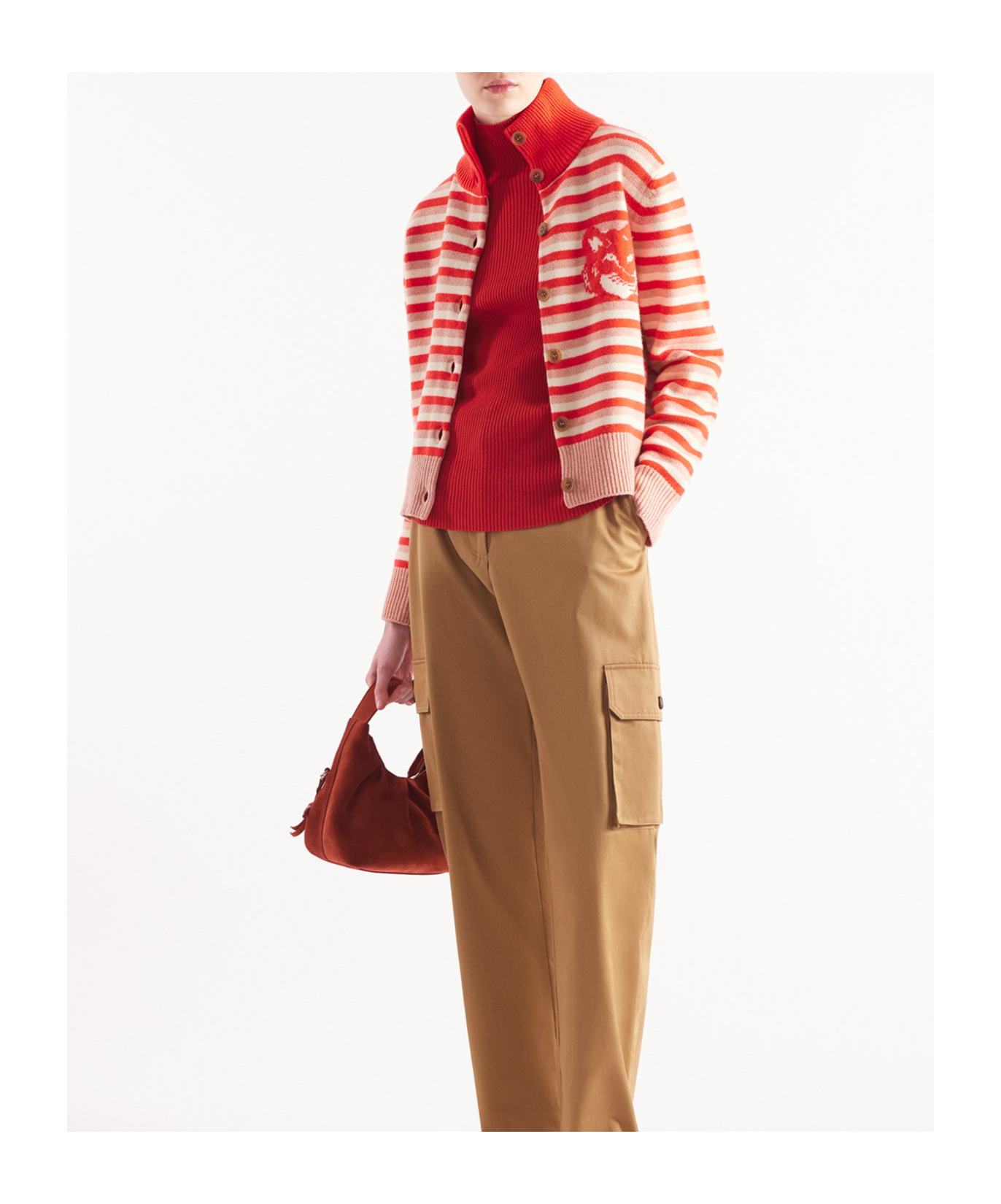 MAISON KITSUNÉ HIGH-NECKED LONG-SLEEVED CARDIGAN