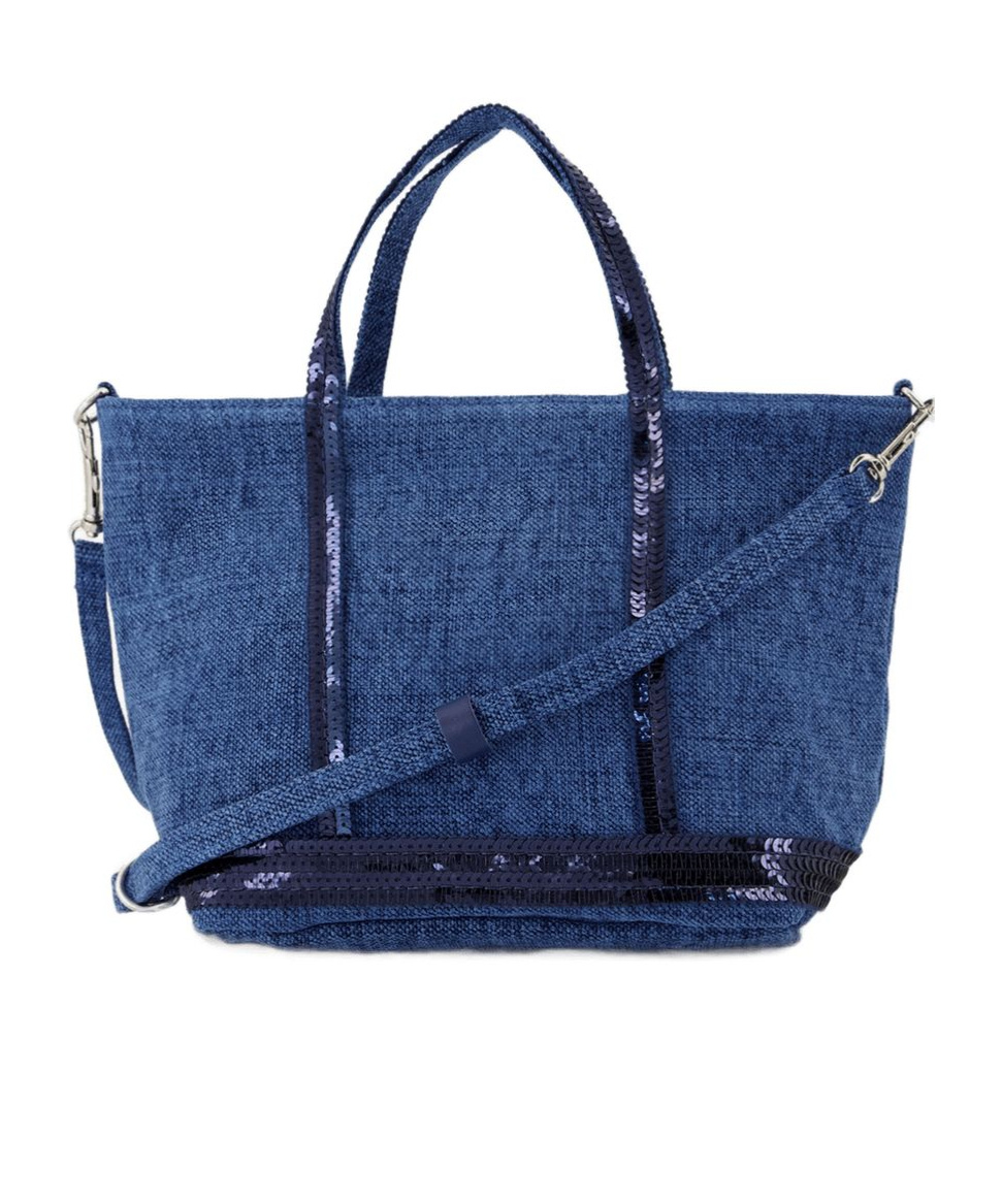 Vanessa Bruno Cabas Sequin-embellished Linen Tote Bag In Blue