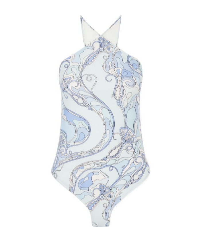 Pucci Classic Printed One-piece Swimsuit In Blue