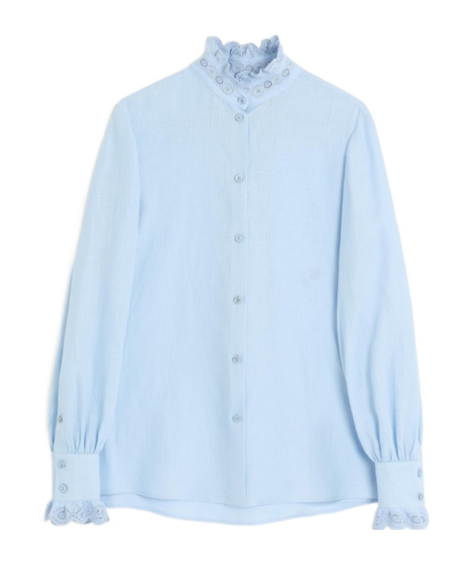 Valentino Embroidered Shirt In Shirting Linen
