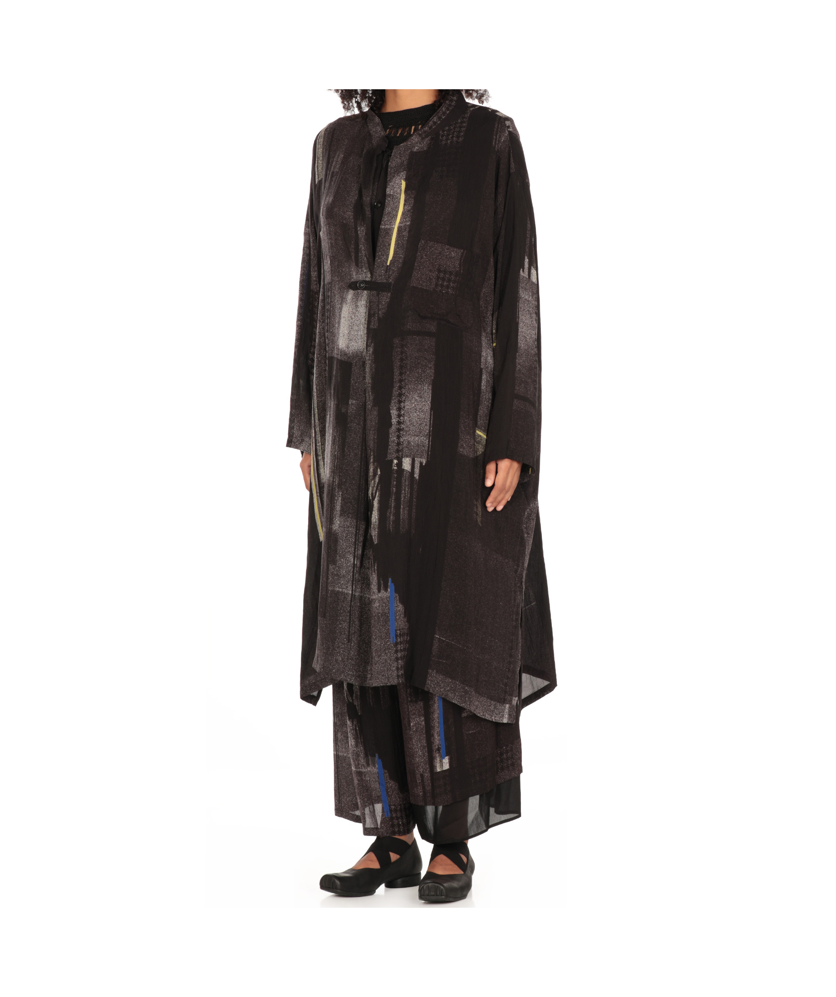 Y's Geometric Pattern Windbreaker In Black