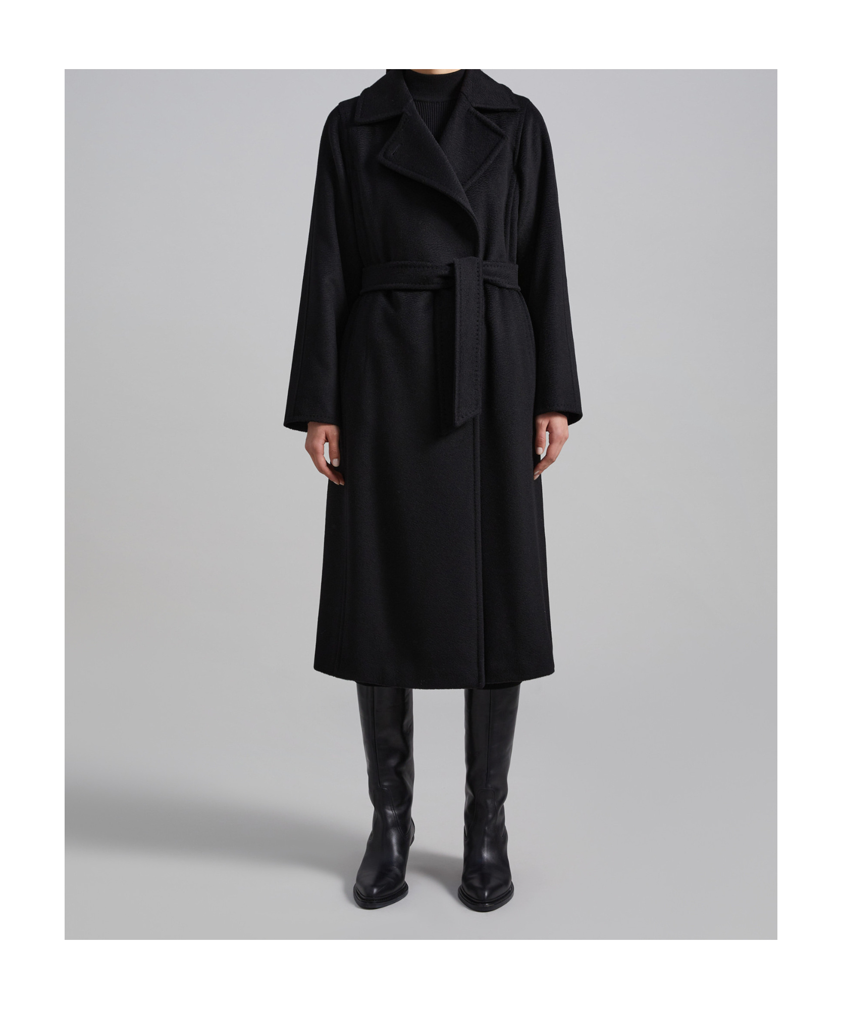 Max Mara Manuela Icon Belted Wool Coat In Black