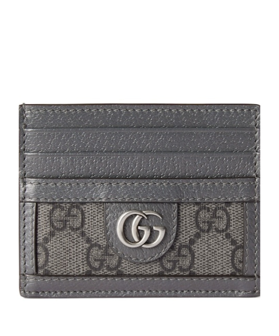 Gucci Gg Monogram Card Holder In Gray