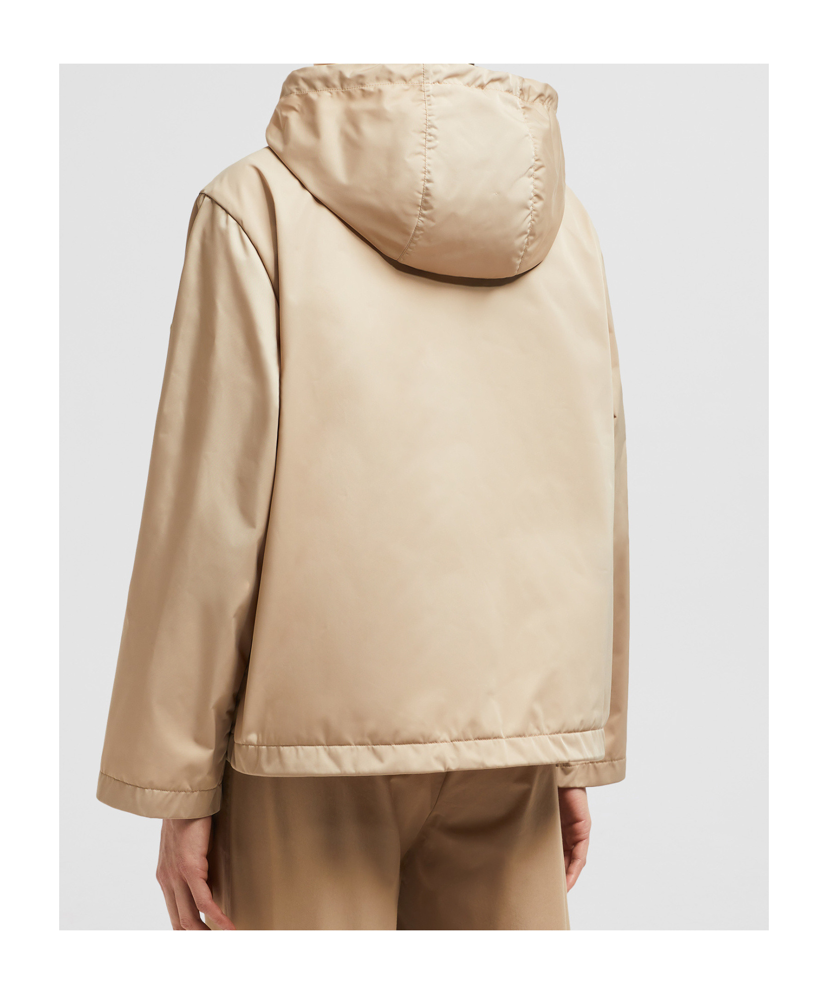 Moncler Cassiopea Hooded Polyester Jacket Drawstring Pockets In Brown