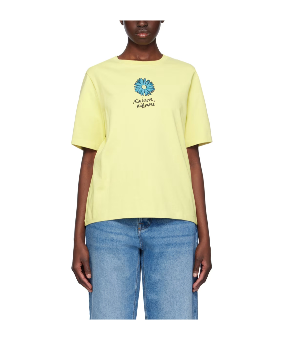 Maison Kitsuné Yellow Floating Flower T-shirt In Yellow