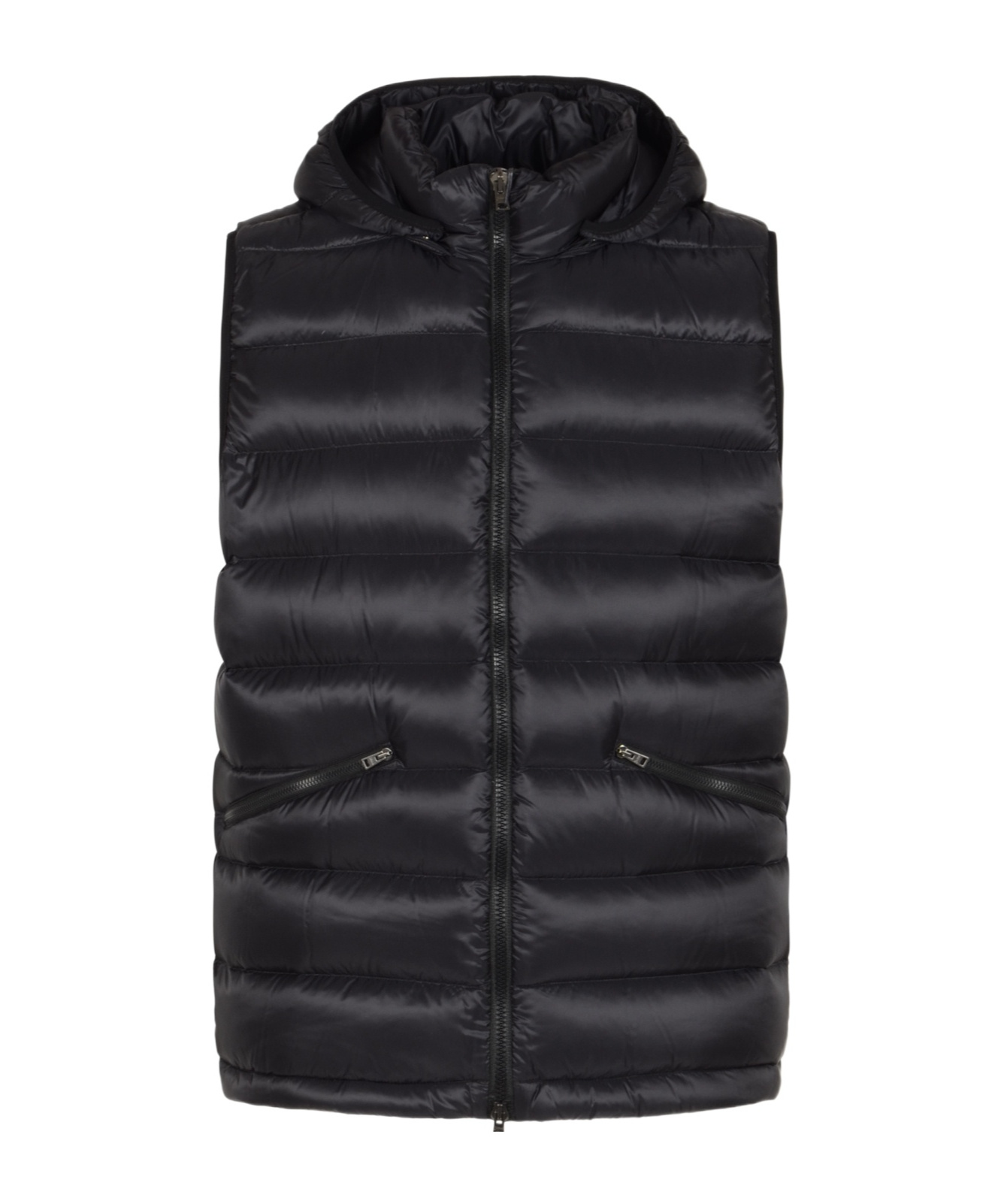 Herno Hooded Zip-up Down Vest In Black