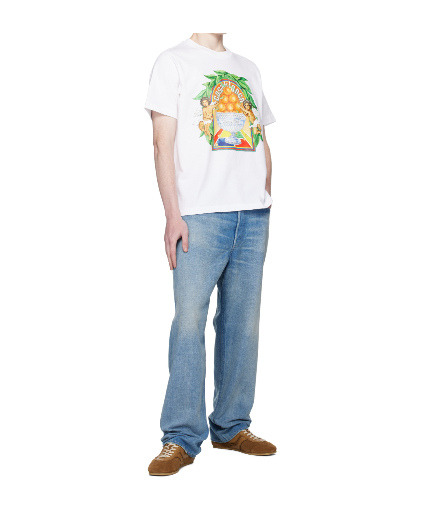 Casablanca T-shirt With Round Neck And Short Sleeves In White