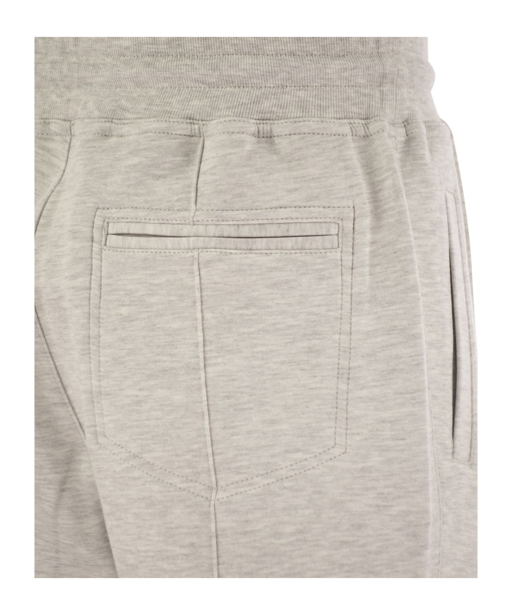 Brunello Cucinelli Pearl Grey Cotton Fleece Trousers In Nude