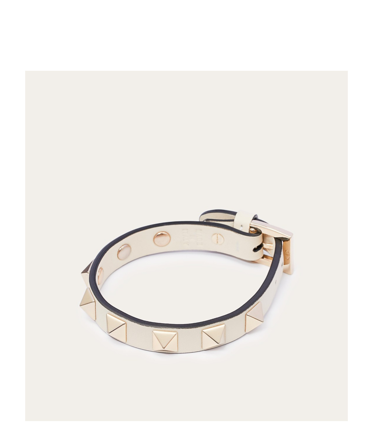 Valentino Garavani Rockstud Calfskin Double-strap Bracelet Woman Light Ivory Uni In White
