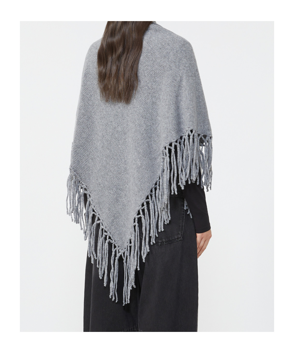 Weekend Max Mara Wool Shawl With Fringes In Gray