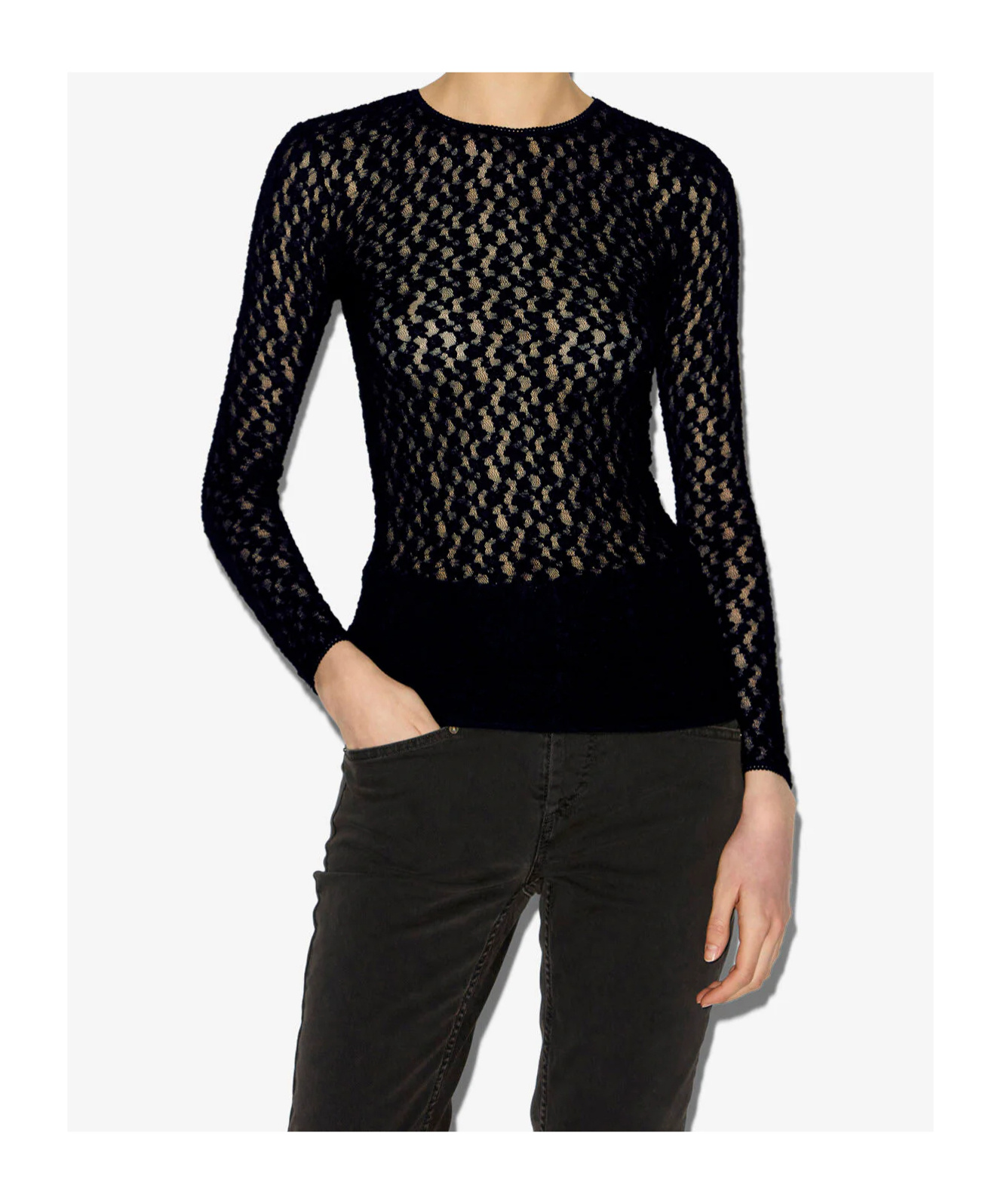 Isabel Marant Gaelle Long-sleeve Lace Top In Black