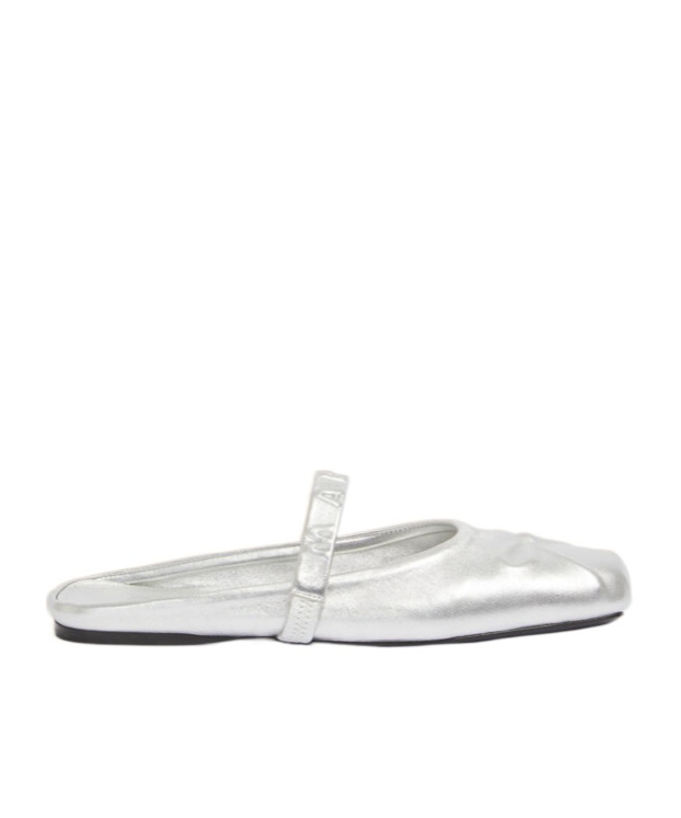Marni Silver Leather Little Bow Sabot Slippers In Silver