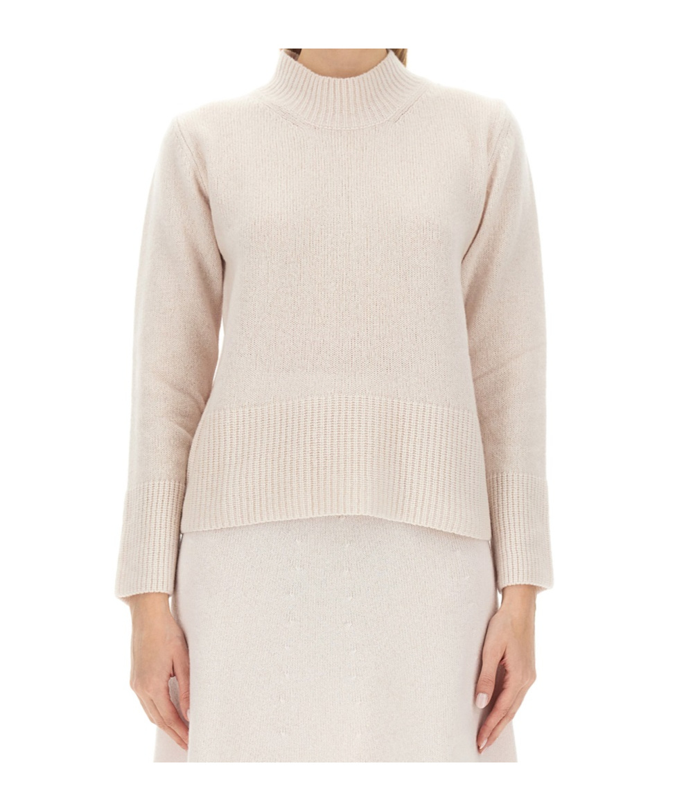 Alysi Chocolat Woman Turtleneck Light Pink Size S Virgin Wool In Ivory