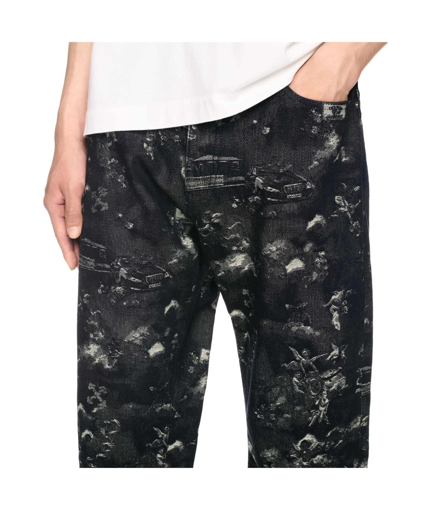 Off-white Camouflage Jacquard Straight-leg Jeans In Black