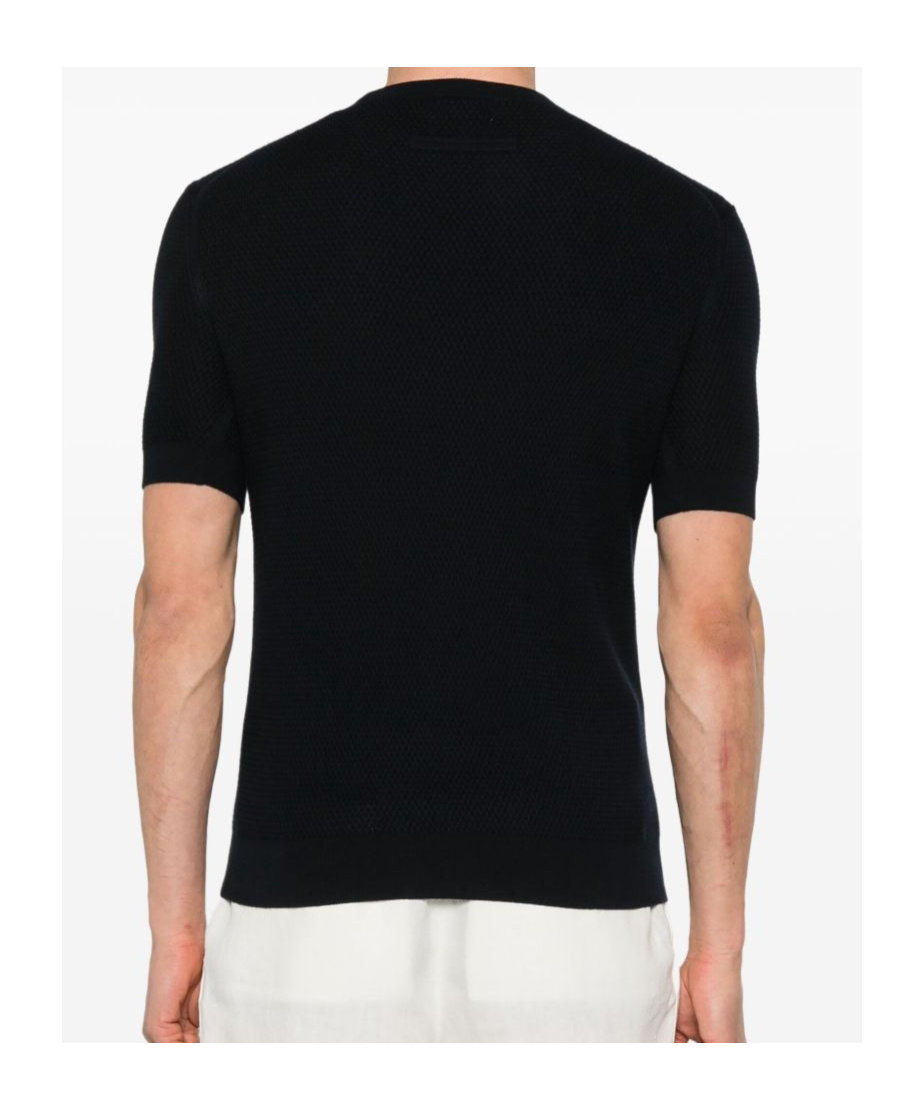 Zegna Knitted Polo Shirt In Black