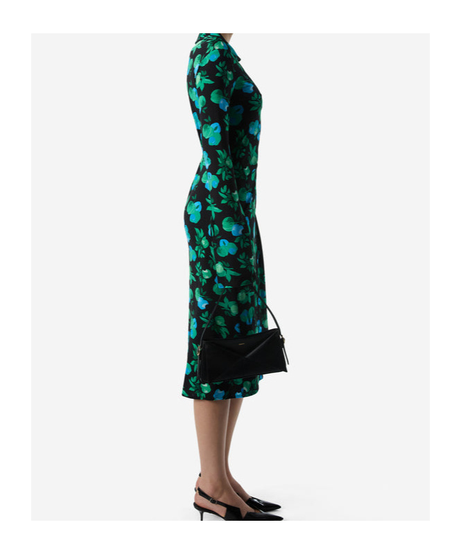Coperni Apple-print Midi Wrap Shirtdress In Black