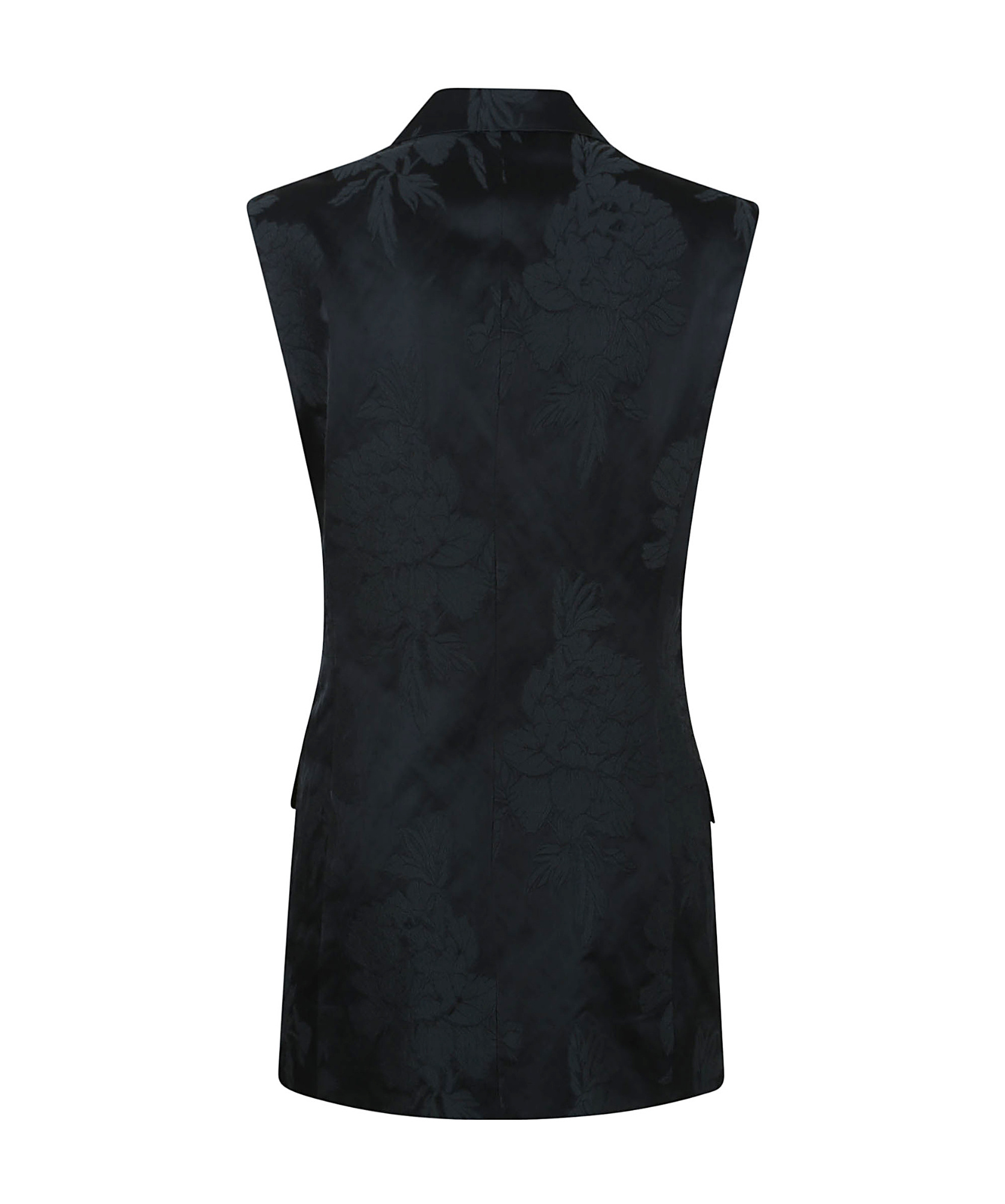 Dries Van Noten Floral Patterned Sleeveless Jacket With Tailored Silhouette In Black
