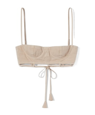 Gucci Cotton Twill Top With Tie Front In Neutral