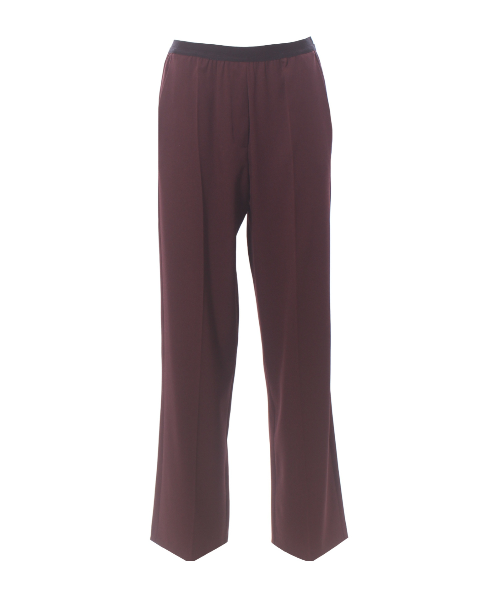 Alysi Elastic Waist Casual Pants In Brown