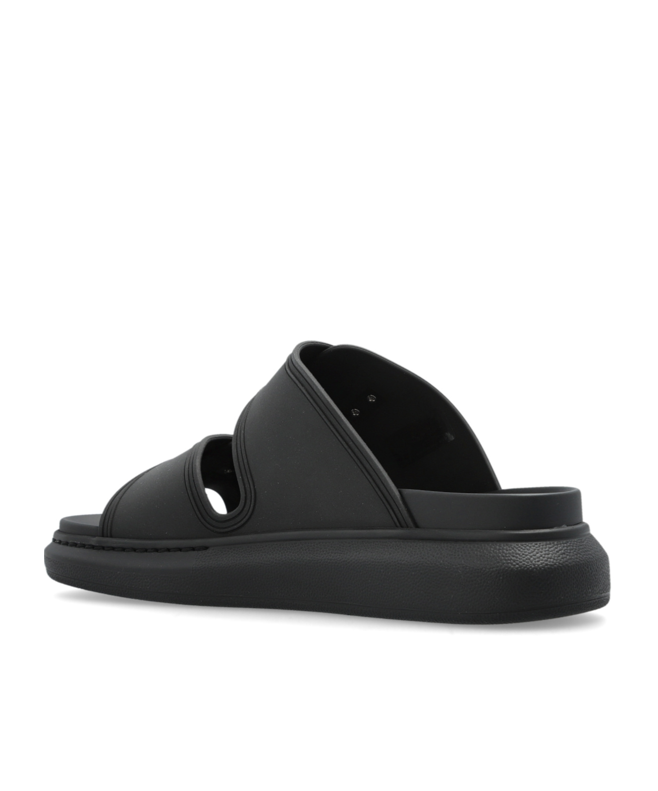 Alexander Mcqueen 50mm Rubber Slide Sandals In Black