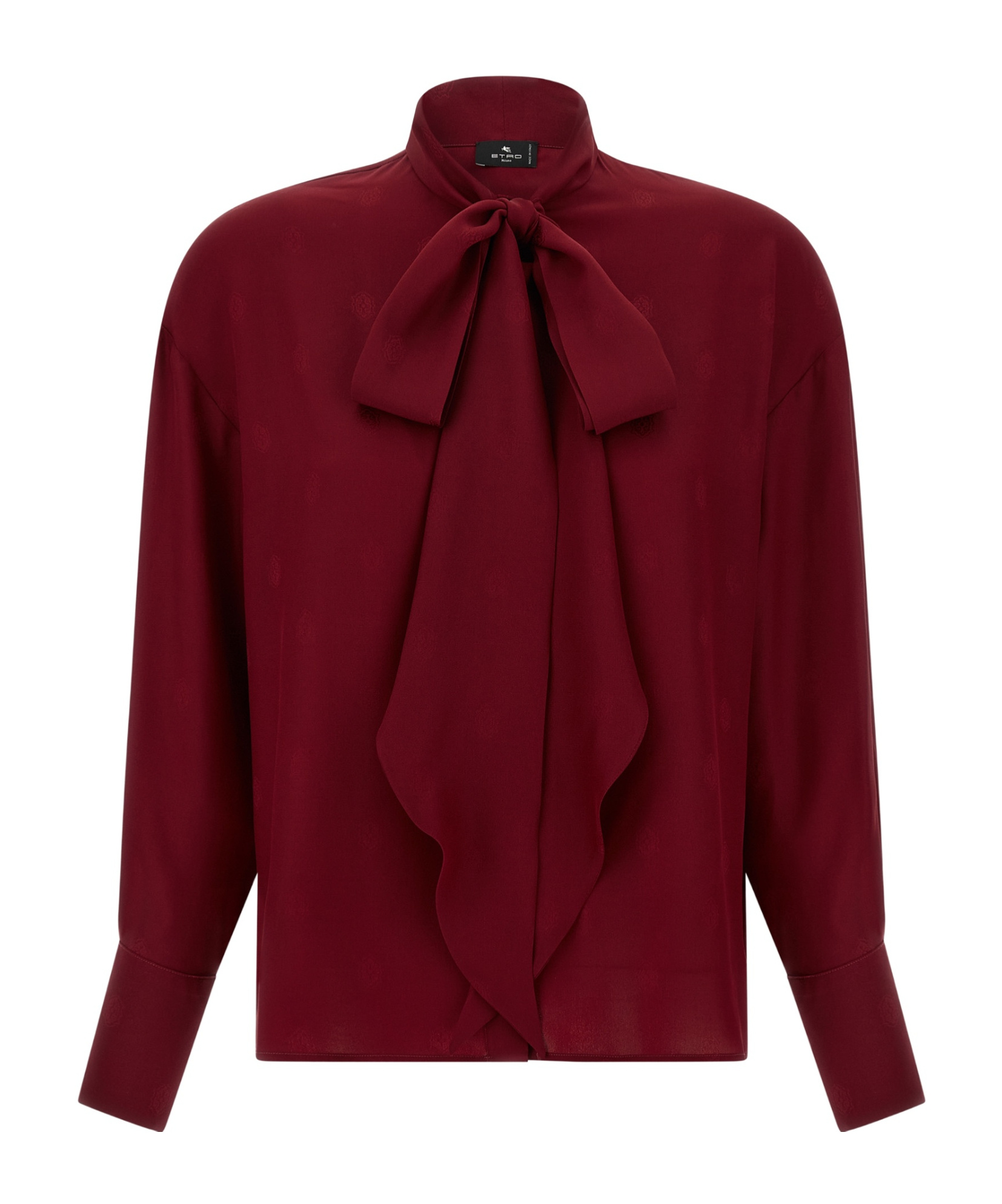 Etro Pussy-bow Silk-jacquard Blouse In Red