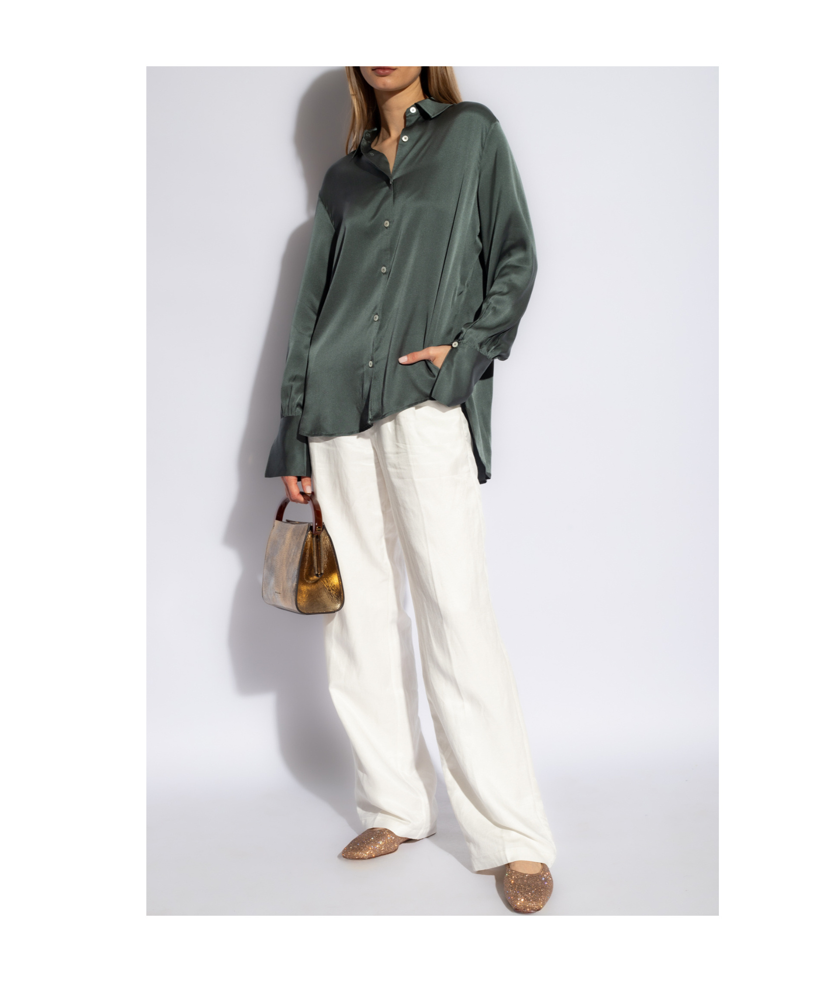 Shop Anine Bing Monica Silk Shirt In Black