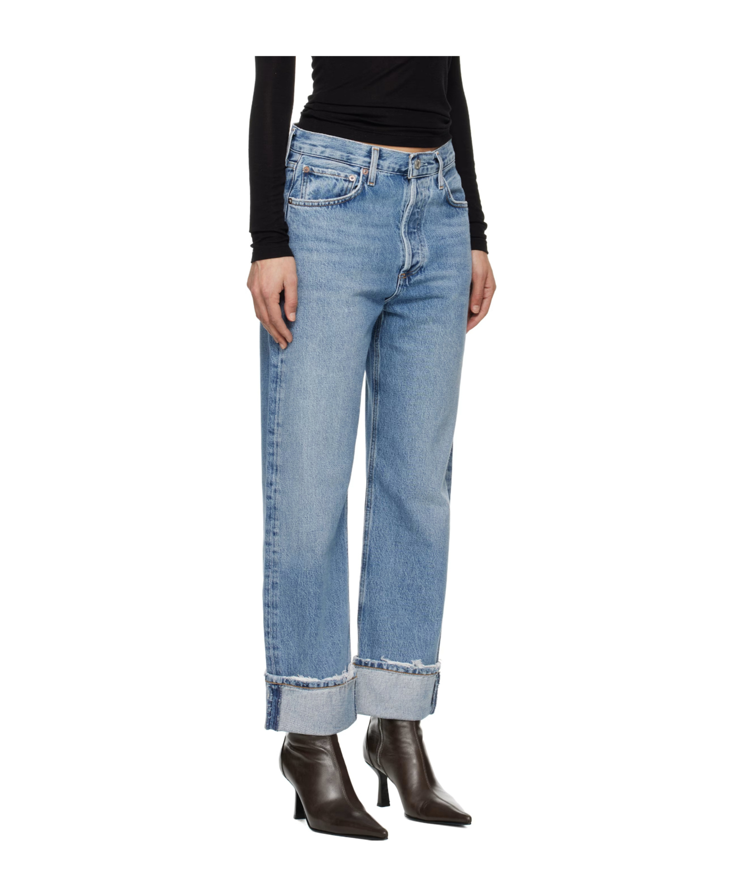 Agolde Five-pocket Straight-leg Denim Trousers In Blue