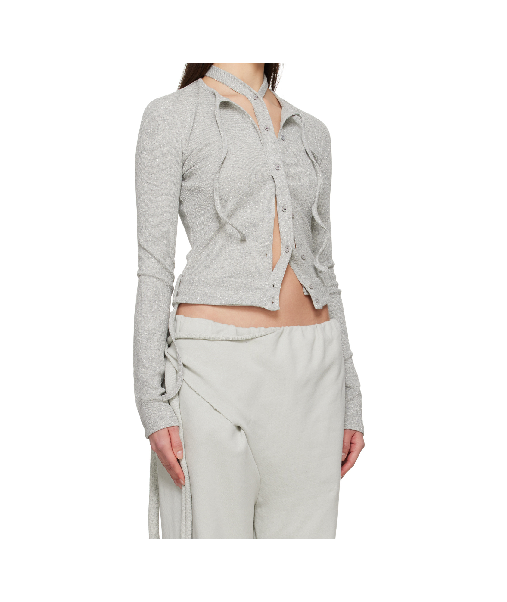 Ottolinger Gray Double Closure Rib Cardigan In Grey