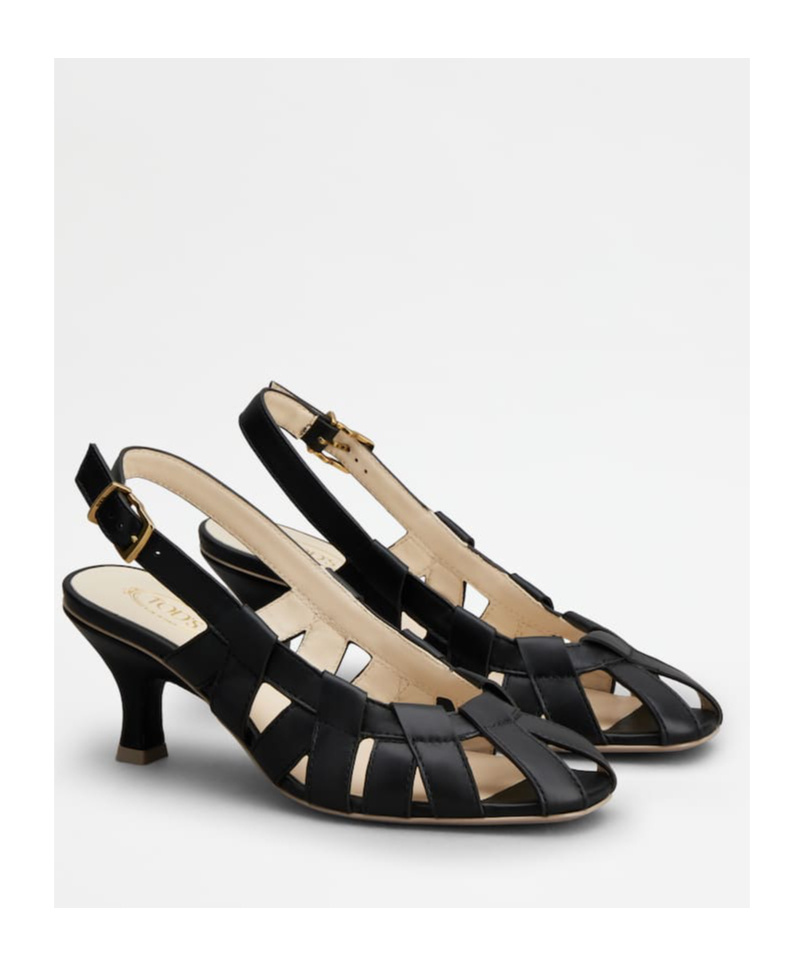 Shop Tod's Cut-out Sling-back Leather Pumps In Black
