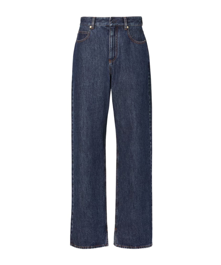 Fendi Textured Denim Jeans In Blue