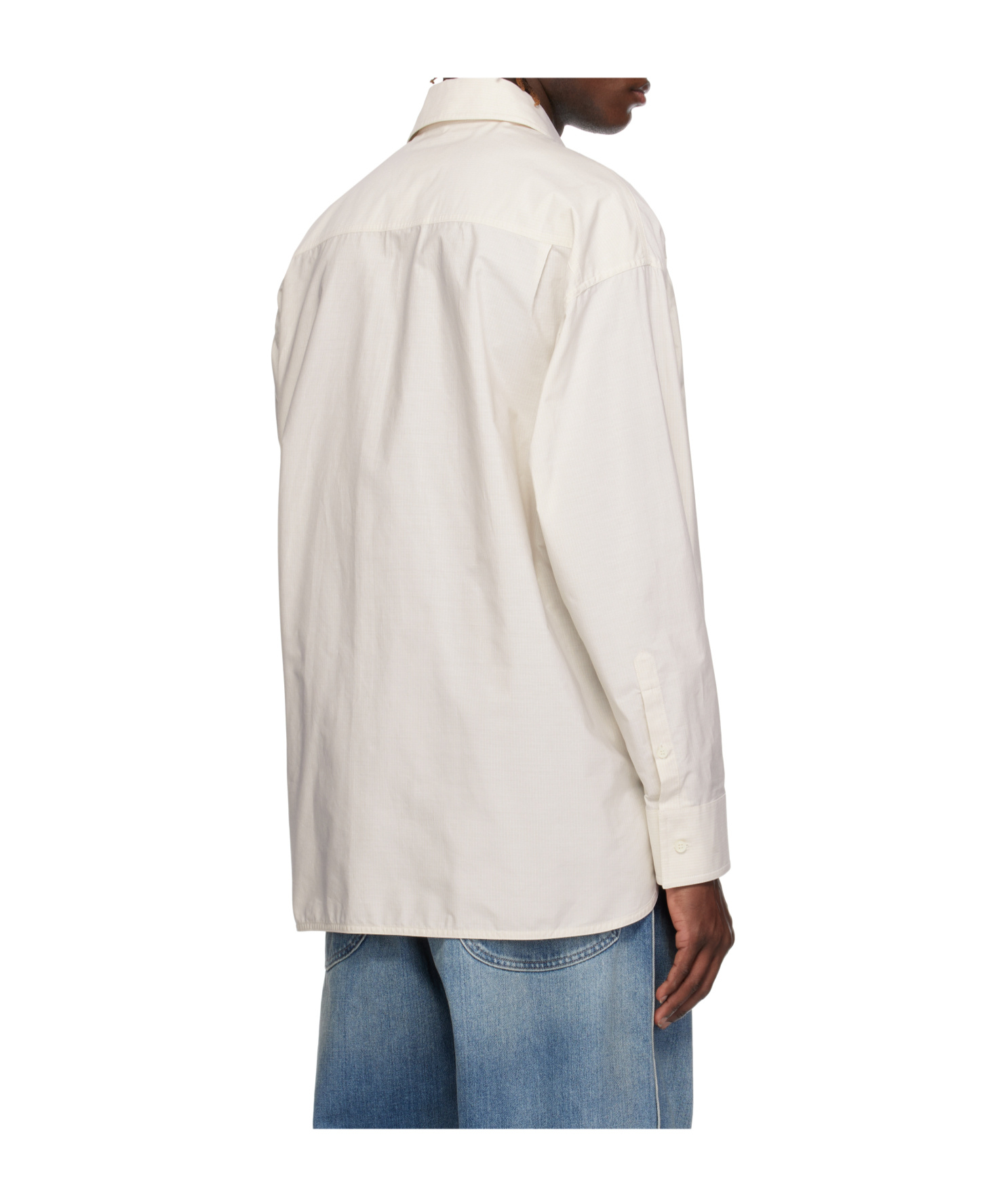 Mm6 Maison Margiela Off-white Asymmetric Striped Poplin Shirt In White