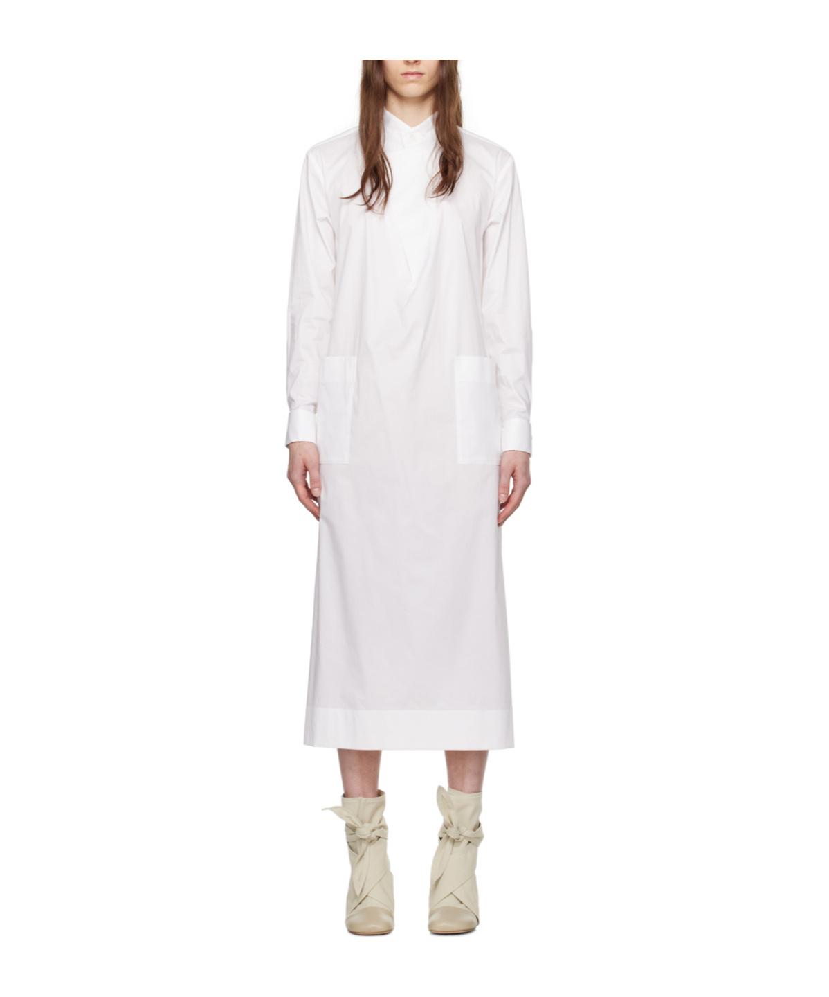 Issey Miyake A Long Dress In A Sticker Bag In White