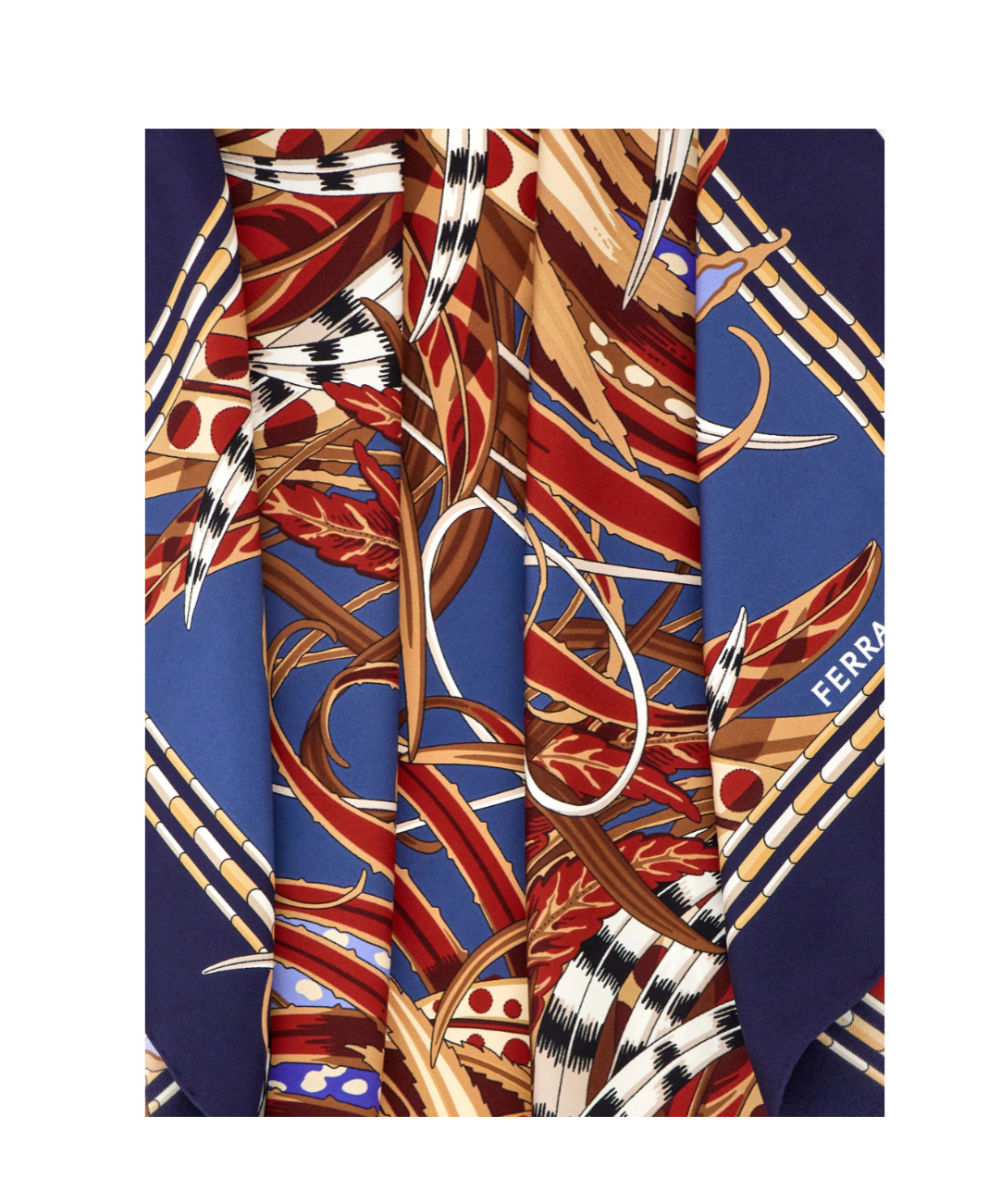 Ferragamo Rooster-print Silk Scarf In Blue