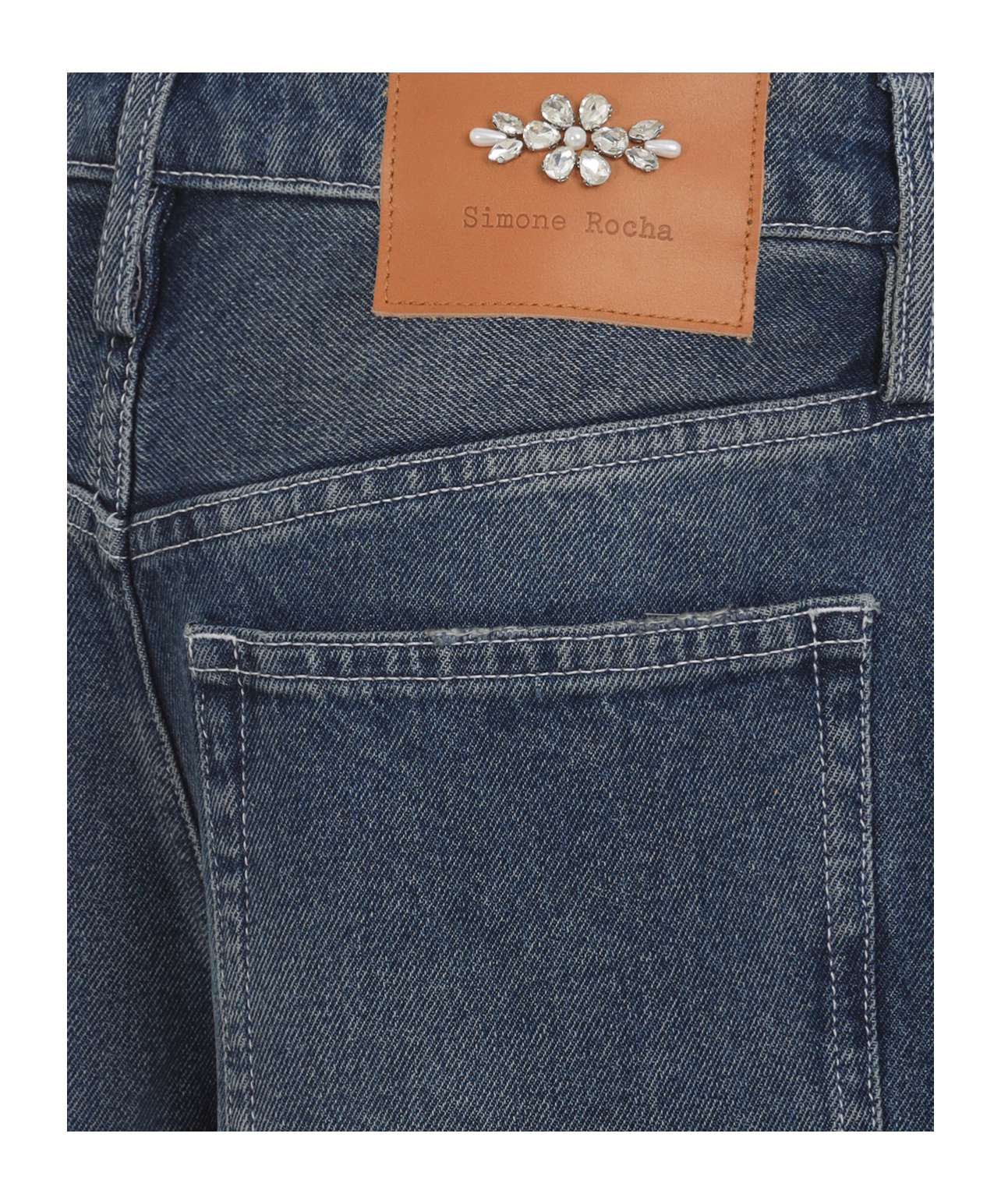 Simone Rocha Distressed Straight Leg Jeans In Black