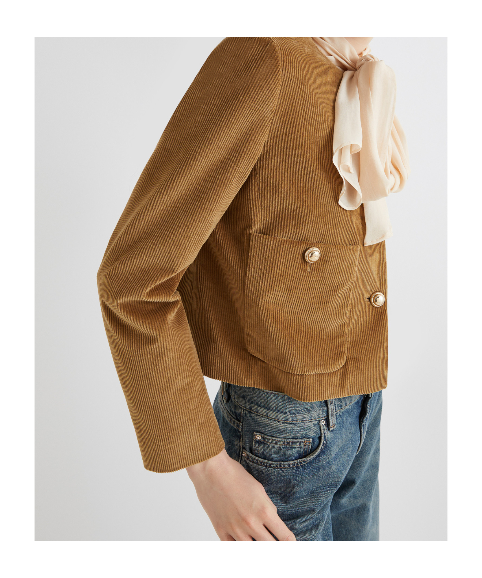 Marella Velvet Boxy Jacket - Olive In Brown