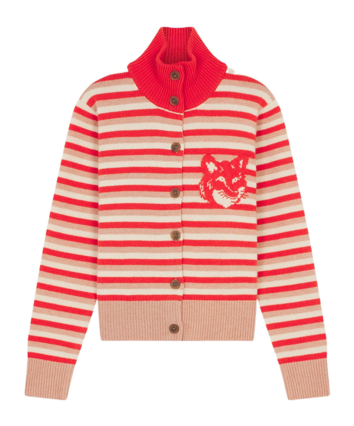 MAISON KITSUNÉ HIGH-NECKED LONG-SLEEVED CARDIGAN