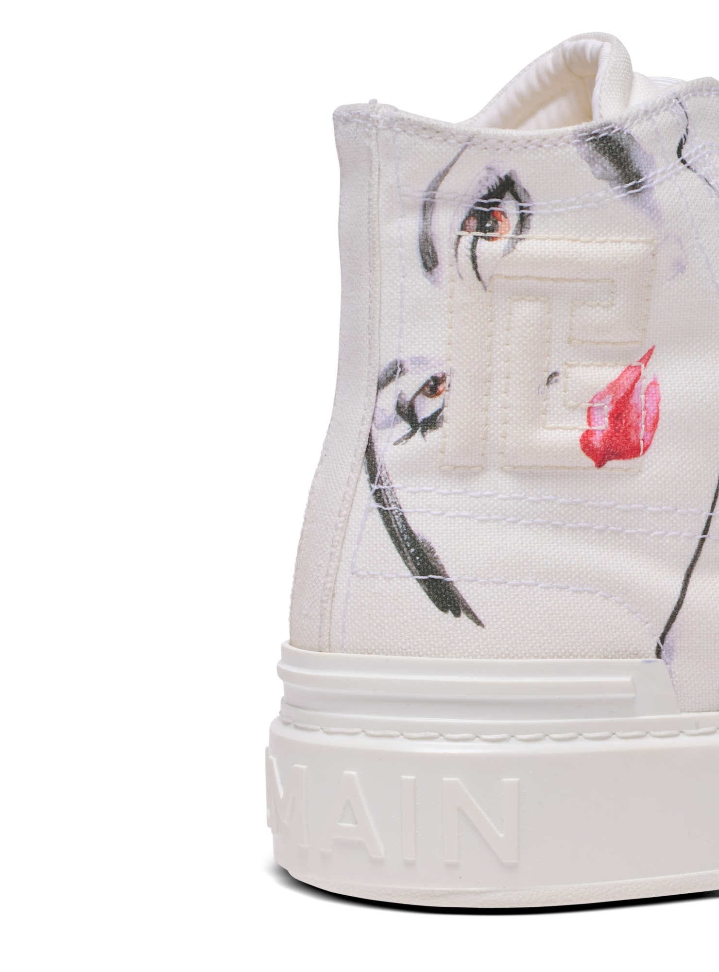 Balmain B-court High-top Trainers With Beauty Print
