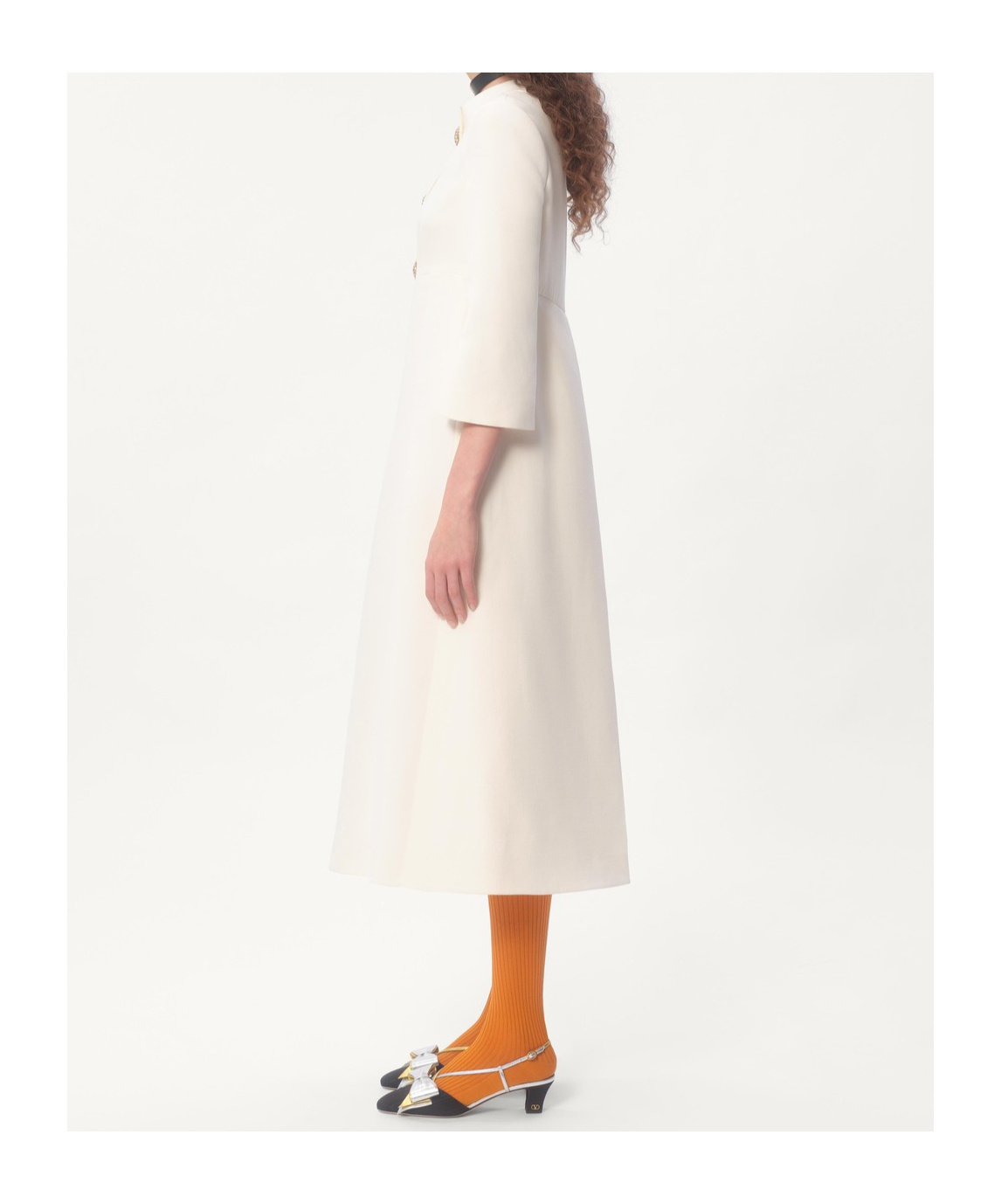 Valentino Virgin Wool-silk Midi Dress In White