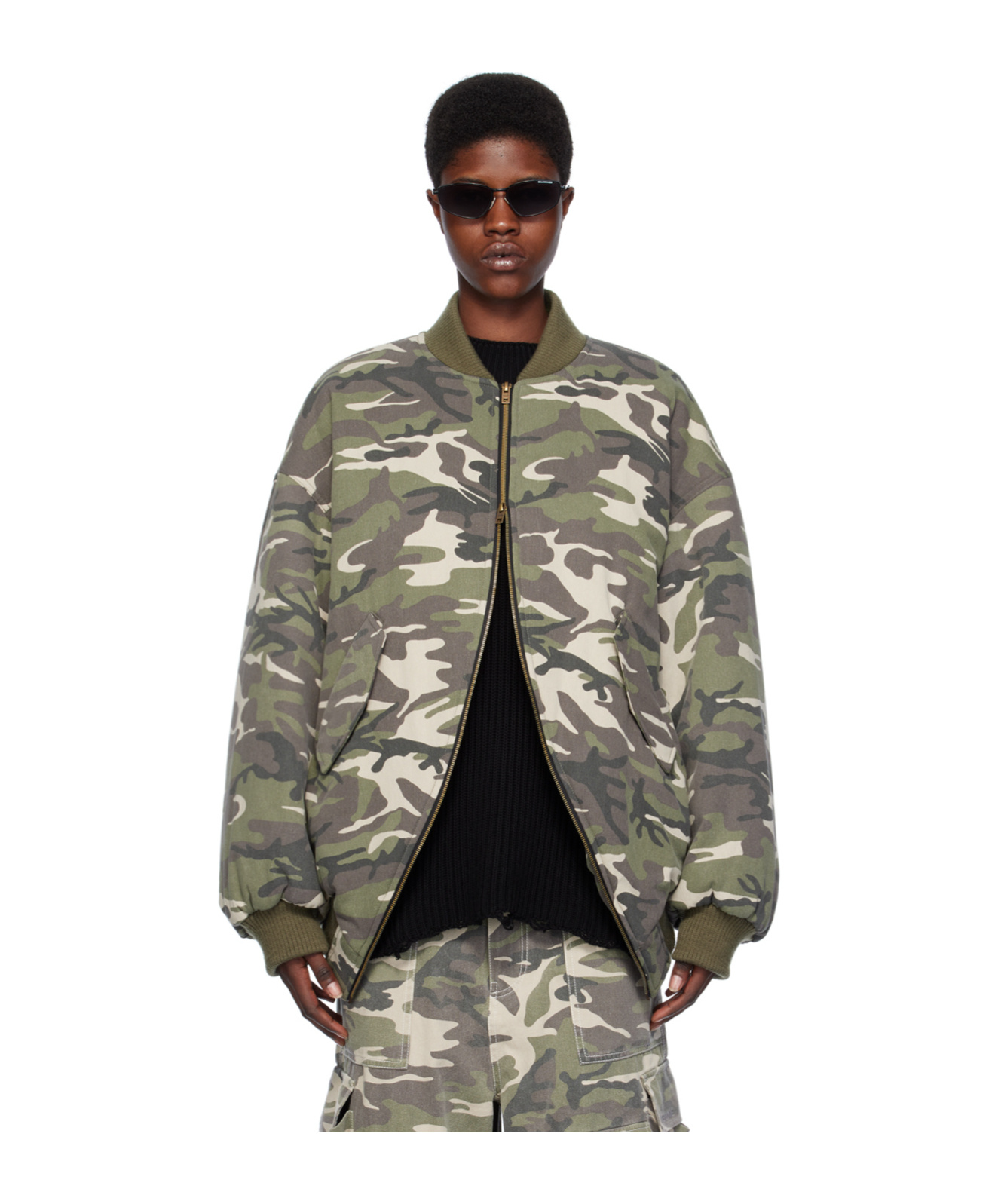 We11 Done Camouflage Zipper Cotton Suit In Black