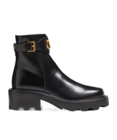 Valentino Garavani Vlogo Signature Ankle Boot In Calfskin 55mm Woman Black 40.5 In Black