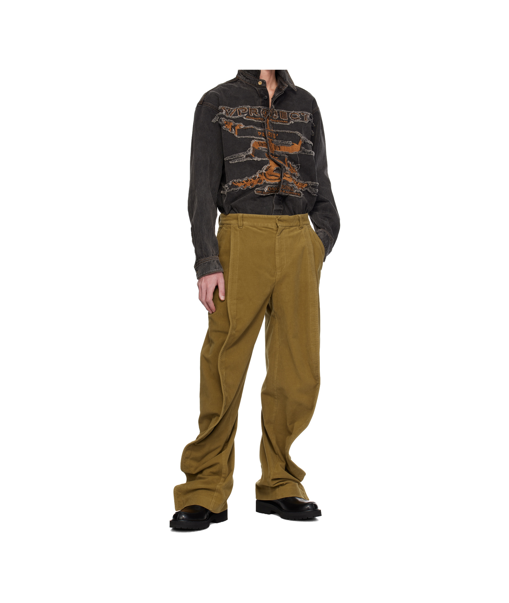 Y/project Beige Banana Trousers In Brown