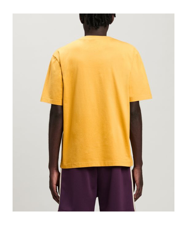 Palm Angels Solid Color Crew-neck T-shirt With Embroidered Logo In Multi